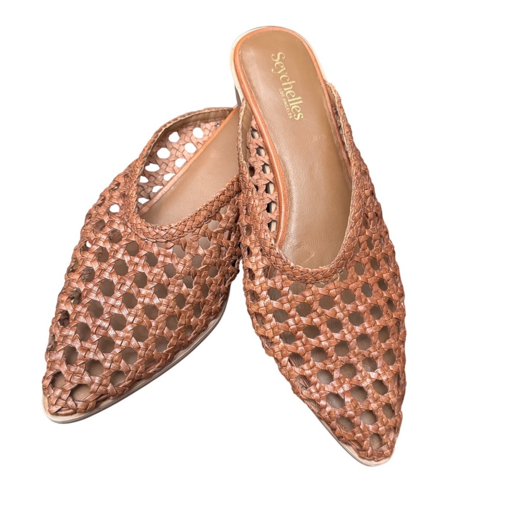 Seychelles Woven Pointed-Toe Mule in Tan Brown